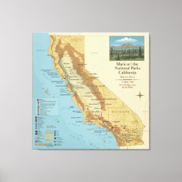 Lienzo Vintage California National Parks Map Art