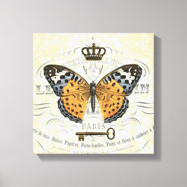 Lienzo Vintage Caramelos estirados de mariposa francesa (Anverso)