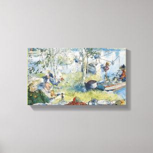 Lienzo Vintage Carl Larsson Pesca Con La Familia