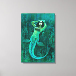 Lienzo Vintage Cavas envuelto sirena