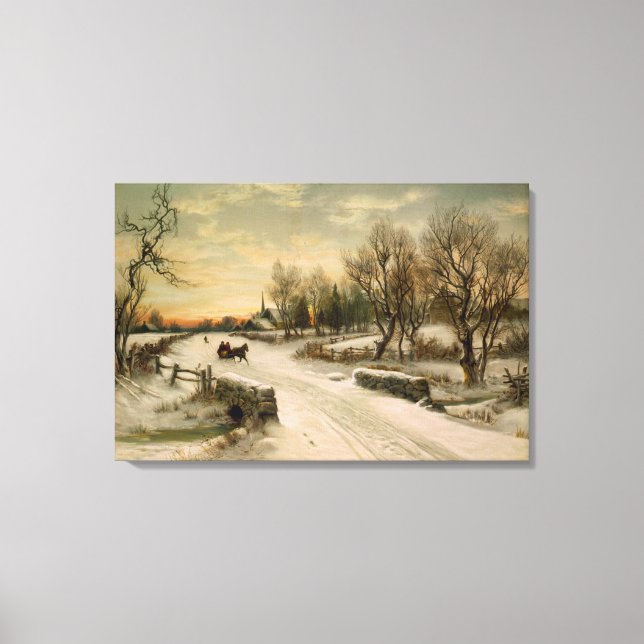 Lienzo Vintage Christmas Morning Sleigh (Anverso)