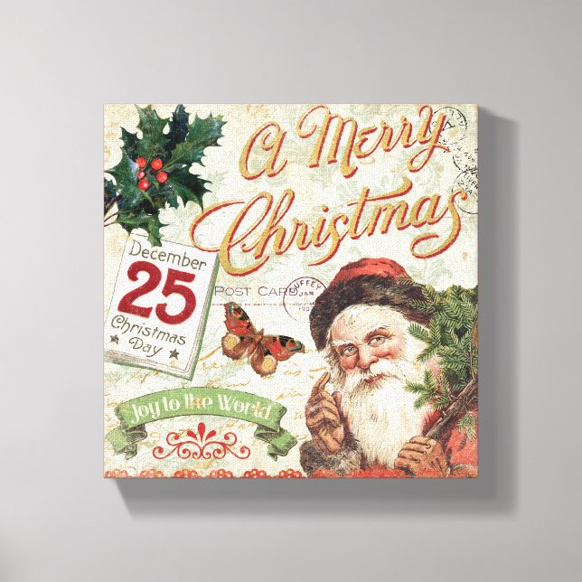 Lienzo Vintage Christmas Santa Claus (Anverso)