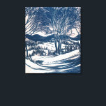 Lienzo Vintage Christmas, Winter Snow Mountain Paisaje<br><div class="desc">Ilustracion de época Victorian Era Merry diseño navideño con un paisaje nevado de invierno. Árboles y montañas cubiertas de nieve con un pueblo a lo lejos al amanecer. ¡Felices fiestas y saludos de temporada!</div>