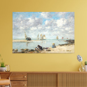 Lienzo Vintage Coastal Beach Scene   Barcos de vela coste