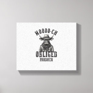Lienzo Vintage Cowboy Bull Rodeo Moooch Obligado Pardner 