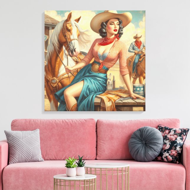 Lienzo Vintage Cowgirl (Insitu (Sala de estar))