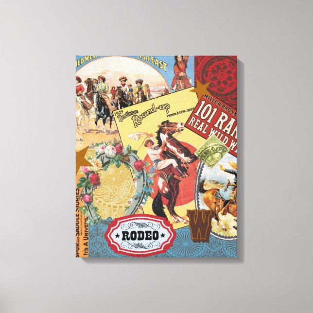 Lienzo vintage cowgirl occidental (Anverso)