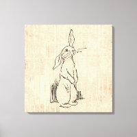 Vintage Cute Bunny Rabbit Art Script Background