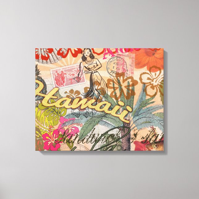 Lienzo Vintage de la flor hawaiana hula (Anverso)