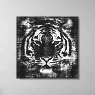 Lienzo Vintage de tigre blanco y negro