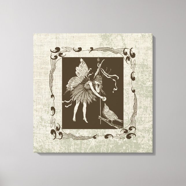 Lienzo Vintage Fairy & Bird (Anverso)