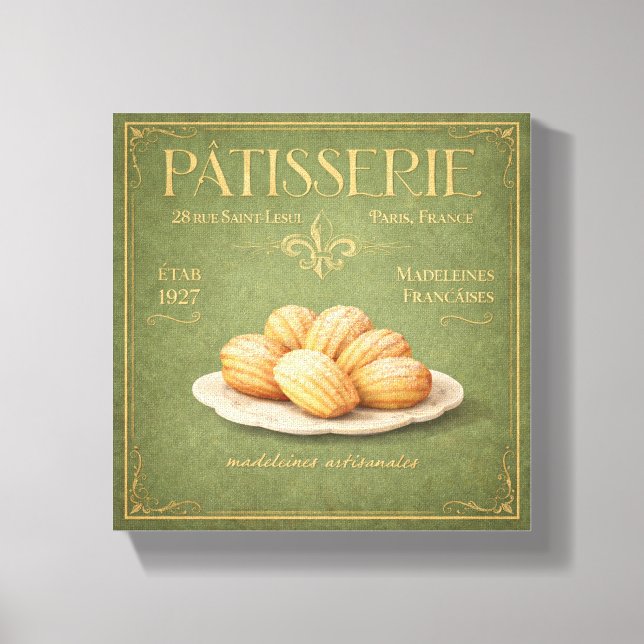 Lienzo Vintage French Patisserie Madeleines Canvas Art (Anverso)