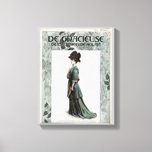 Lienzo Vintage Glamorous Lady Fashion Ilustracion (Anverso)