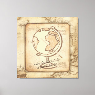 Lienzo Vintage Globe. Regalo de profesores de geografía e