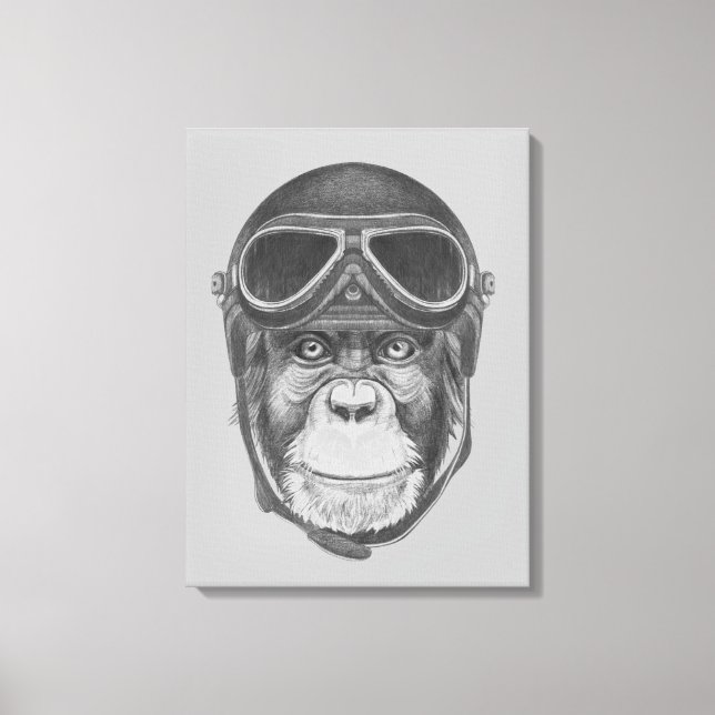 Lienzo Vintage Helmet Chimpanzee (Anverso)