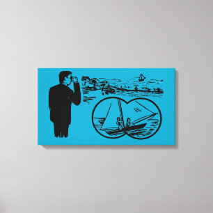 Lienzo VINTAGE Ilustracion Binoculares