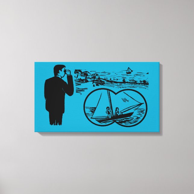 Lienzo VINTAGE Ilustracion Binoculares (Anverso)