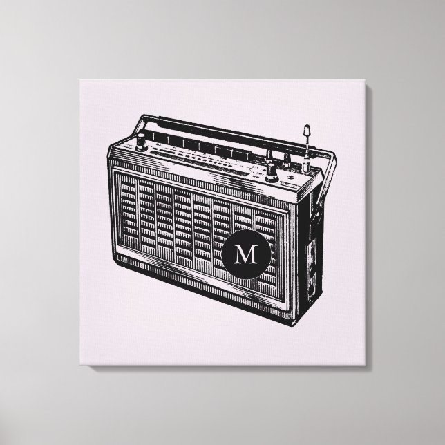 Lienzo Vintage Ilustracion Radio Monograma (Anverso)