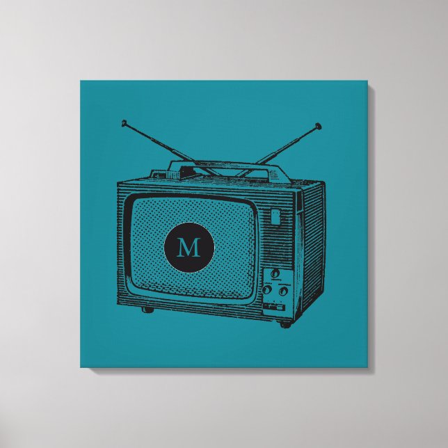 Lienzo Vintage Ilustracion Televisor Monograma (Anverso)