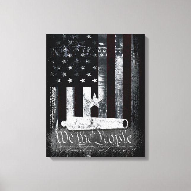 Lienzo Vintage Industrial We the People Cannon Flag (Anverso)
