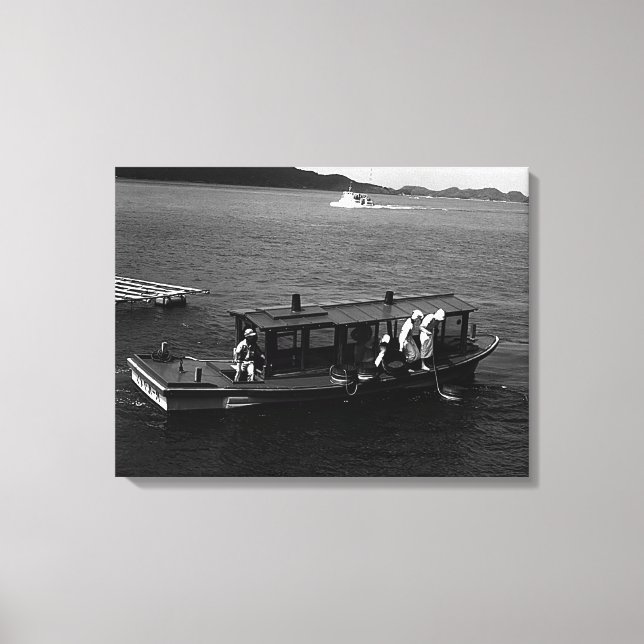Lienzo Vintage Japón Mie Mikimoto Island Pearl barco (Anverso)