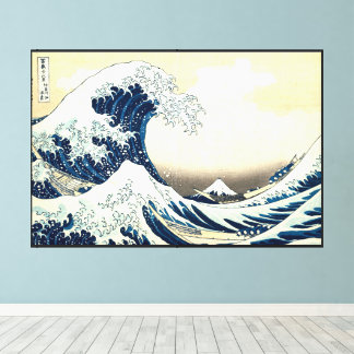 Lienzo Vintage La Gran Ola frente a Kanagawa