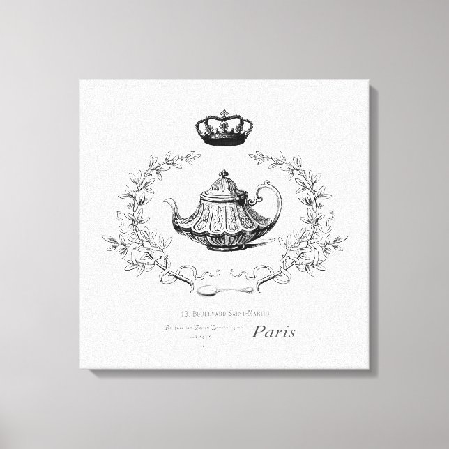 Lienzo Vintage lona estirada de tetera francesa (Anverso)