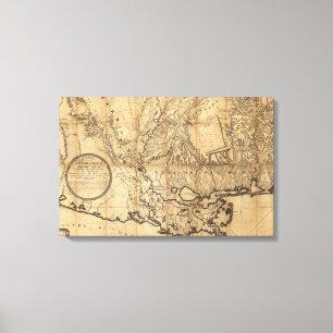 Lienzo Vintage Louisiana Map Canvas