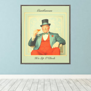 Lienzo Vintage Martini Dandy - Caballeros, es Sip O'Clock