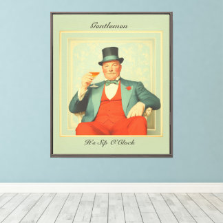 Lienzo Vintage Martini Dandy - Caballeros, es Sip O'Clock