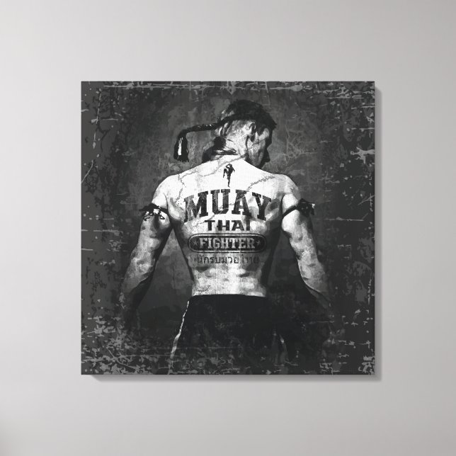Lienzo Vintage Muay Thai Fighter (Anverso)
