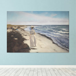 Lienzo Vintage mujer de la costa costera junto al océano