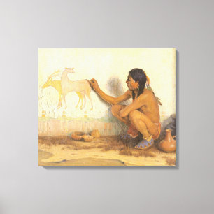 Lienzo Vintage nativo americano, artista indio por Couse