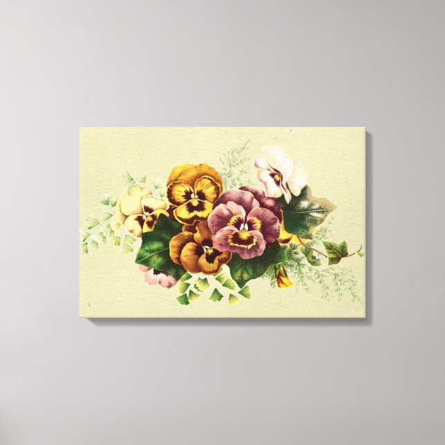 Lienzo Vintage Pansies Bouquet (Anverso)