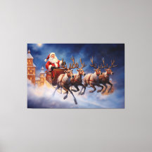 Vintage Papá Noel de Navidad en Sleigh Flying