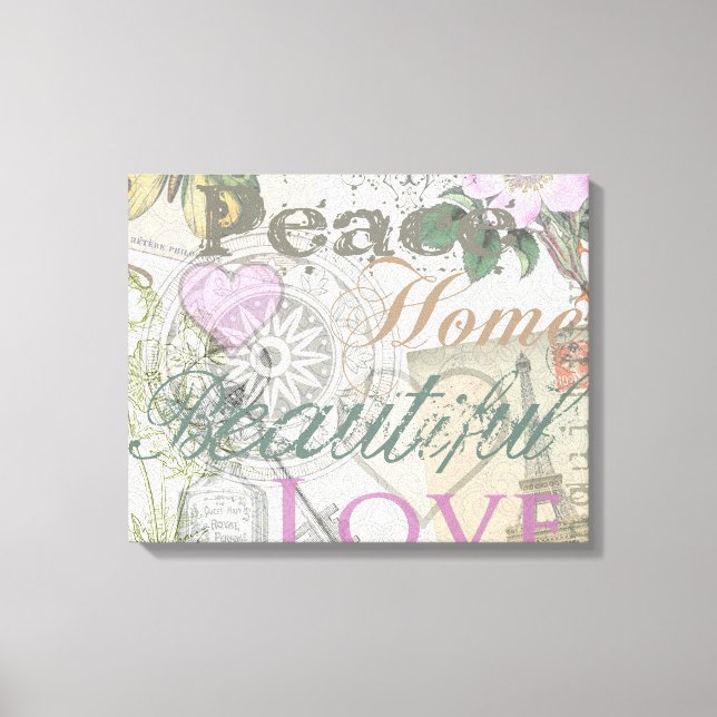 Lienzo Vintage Peace Home Hermoso amor (Anverso)