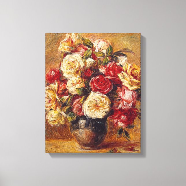 Lienzo Vintage Pierre Auguste Renoir Bouquet Rosas (Anverso)