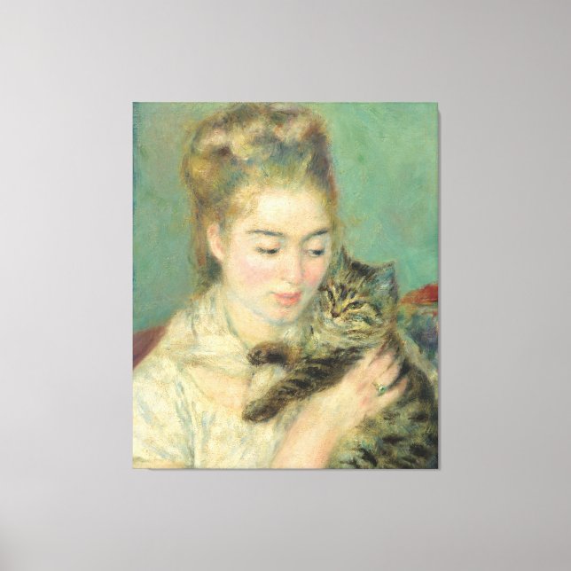 Lienzo Vintage Pierre Auguste Renoir con un gato (Anverso)
