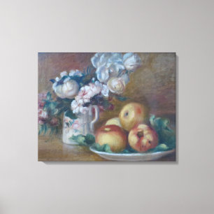 Lienzo Vintage Pierre Auguste Renoir Flores y manzanas