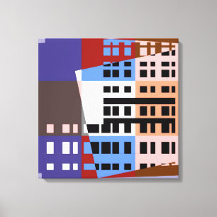 Lienzo Vintage Pop Art Colorous City Pattern Canvas