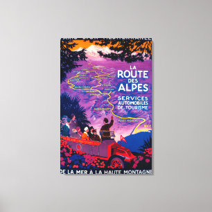 Lienzo Vintage PosterEurope del DES Alpes de la ruta del