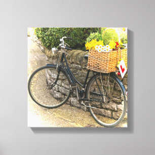 Lienzo Vintage Push Bike Flower Basket Country Scene