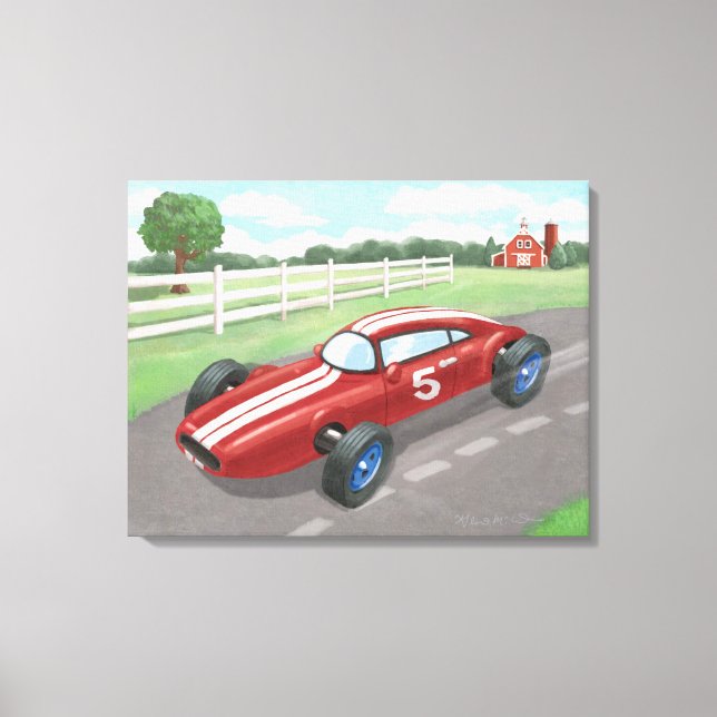 Lienzo Vintage Racer: Rojo cereza (Anverso)