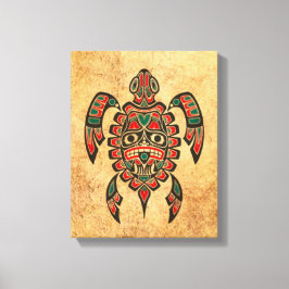 Lienzo Vintage Red and Green Haida Spirit Turtle