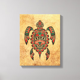 Lienzo Vintage Red and Green Haida Spirit Turtle