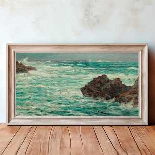 Lienzo Vintage Rocky Shoreline Nautical Ocean Seascape