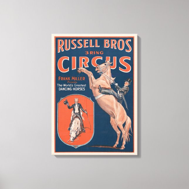 Lienzo Vintage Russell Brothers Circus Poster. (Anverso)
