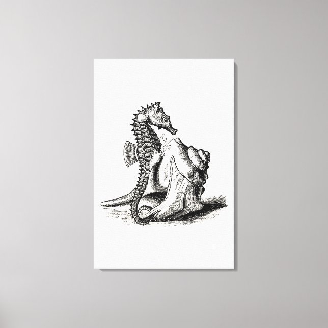Lienzo Vintage Seahorse Sea Horse Trumpet Beach (Anverso)