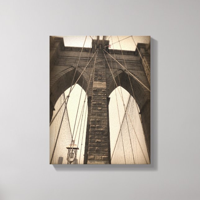Lienzo Vintage Sepia Brooklyn Bridge (Anverso)