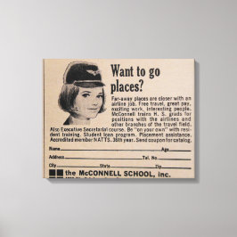 Lienzo Vintage Stewardess Airline Career